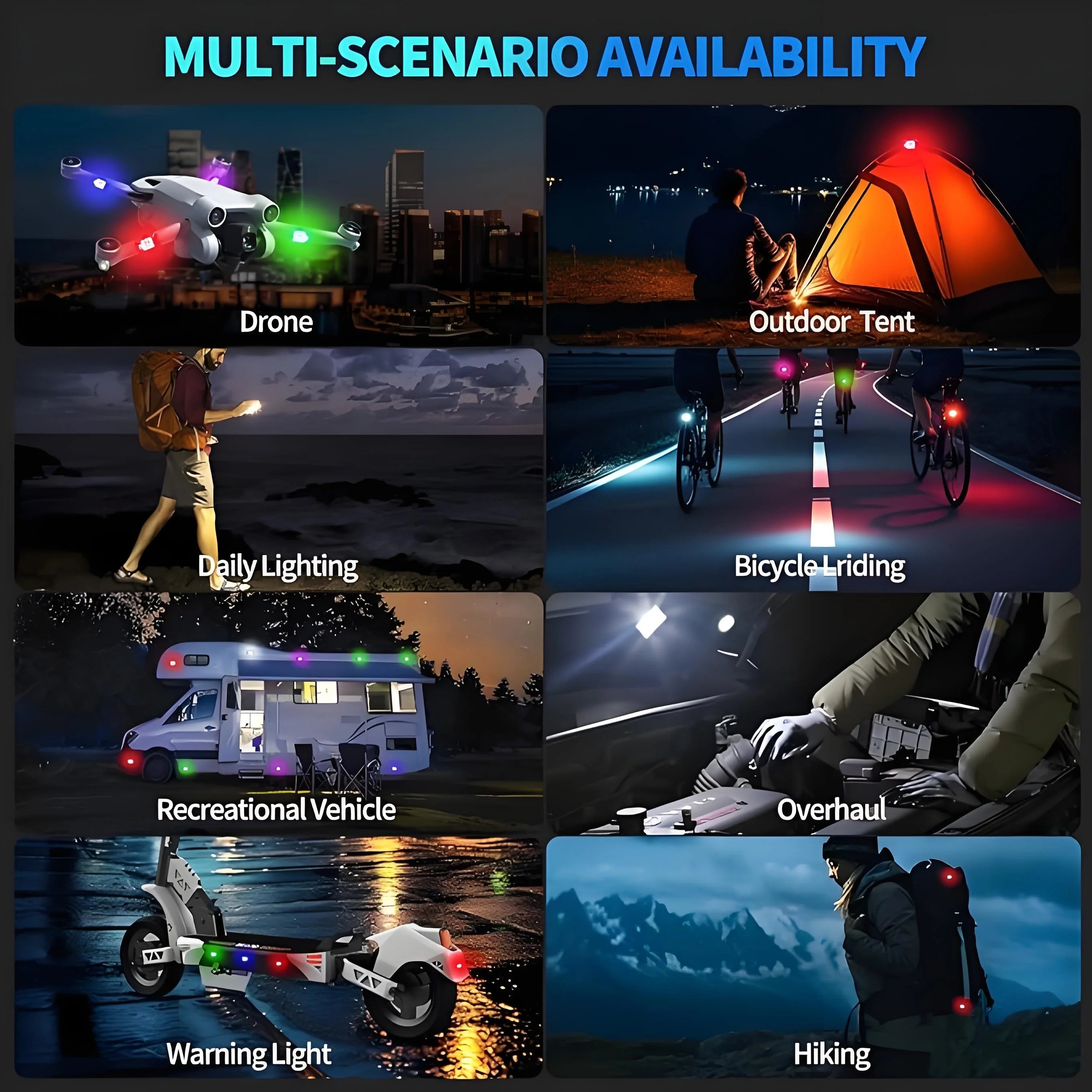 7-Color LED Strobe Warning Light – Drone, Motorcycle & Bike LED Strobe Warning Light Zpaxo