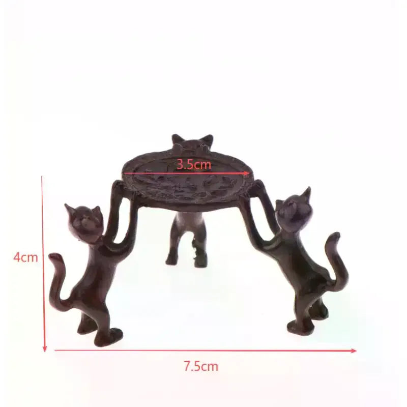 For Incense Burner Candle Holder Room Decor Tray Mini Retro Three-Kitty Tray Adorable Design Entryway & Tabletop Stand Zpaxo