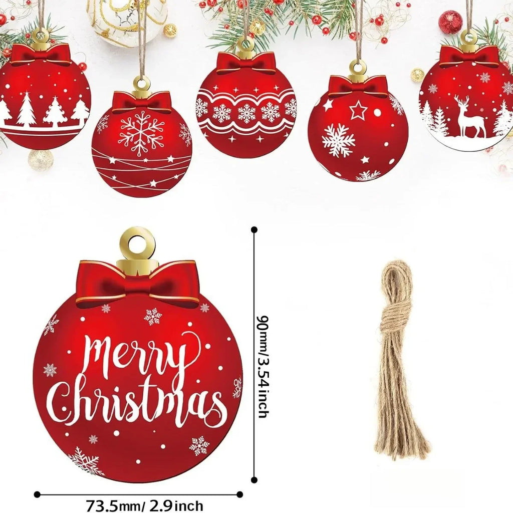 24-Pack Wooden Christmas Ball Pendants – Tree & Yard Ornaments Christmas Ornament Set Zpaxo