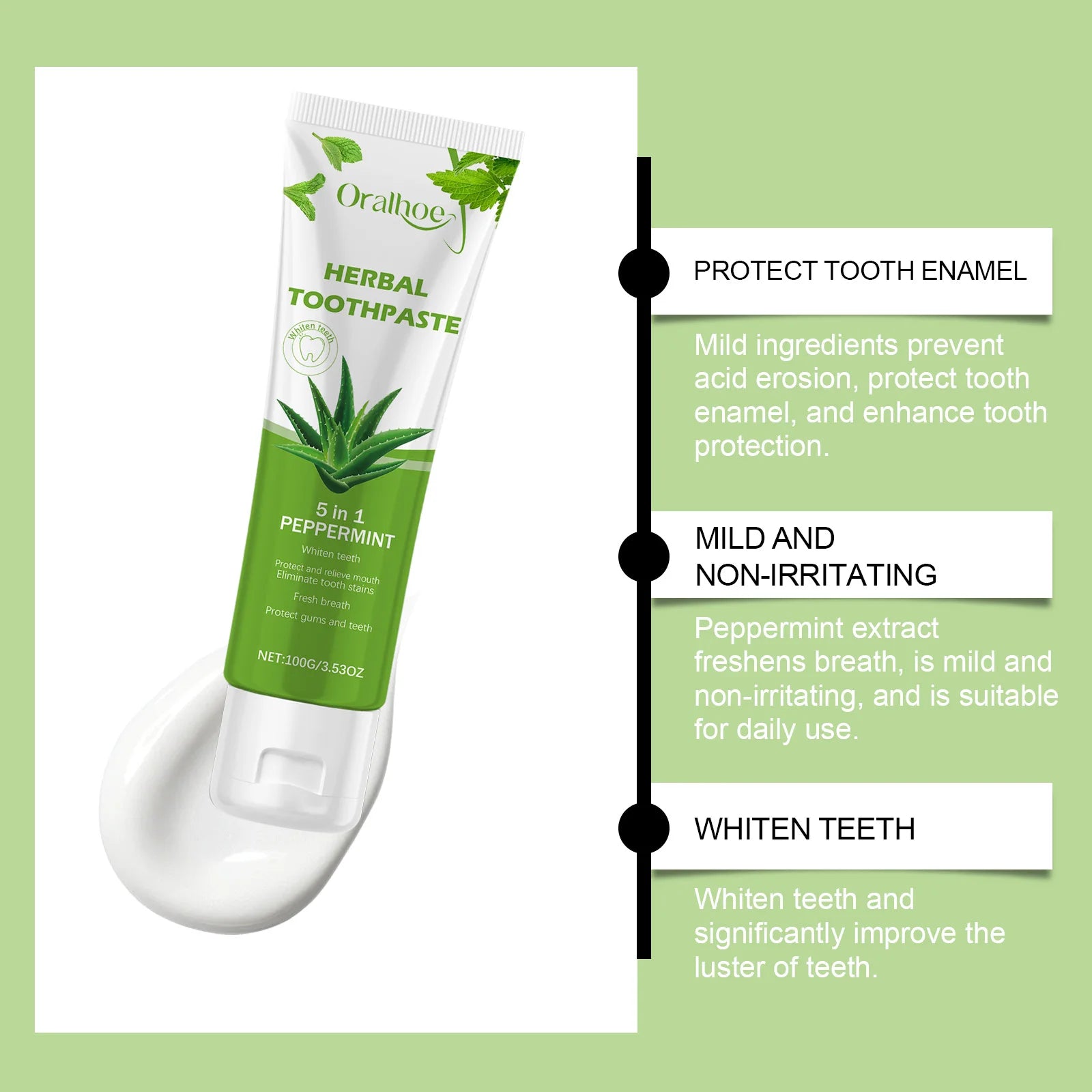 Oralhoe Aloe Vera Toothpaste – Whitening & Enamel Protection Whitening Toothpaste Zpaxo