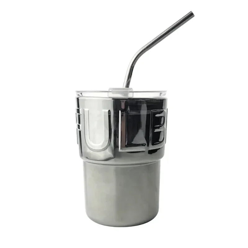 Glass Straw Coffee Cup, Female Ins Feng Shui Cup with Lid, Creative Cup, Internet Celebrity, Same Style Bamboo Node Cup 2025 Zpaxo