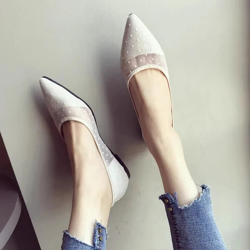 Flat Shoes for Women Spring Summer 2025 New Women's Shoes Mesh Pointed Toe Large Size Flat Bottom for Women Ladies Shoes Zpaxo