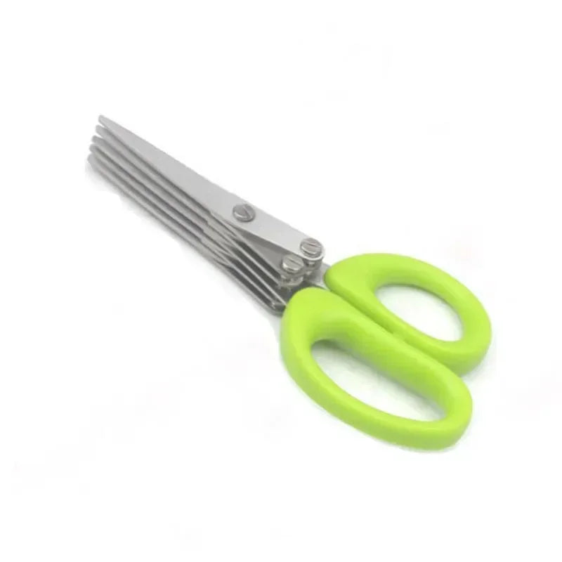 Multi-Layer Stainless Steel Herb & Scallion Scissors | 3 & 5 Blade Herb Scissors Zpaxo 5 Layers 1pc