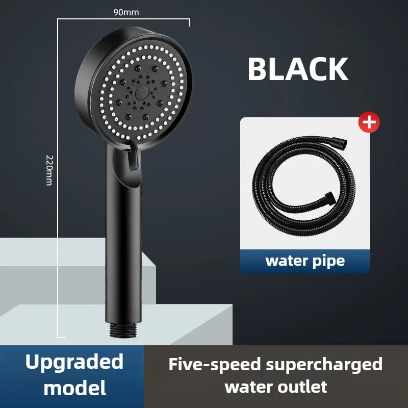 High Pressure Shower Head 3 Modes Adjustable Filter Shower Head Set New Bathroom Shower Head Accessories Sprayer Zpaxo black head and pipe