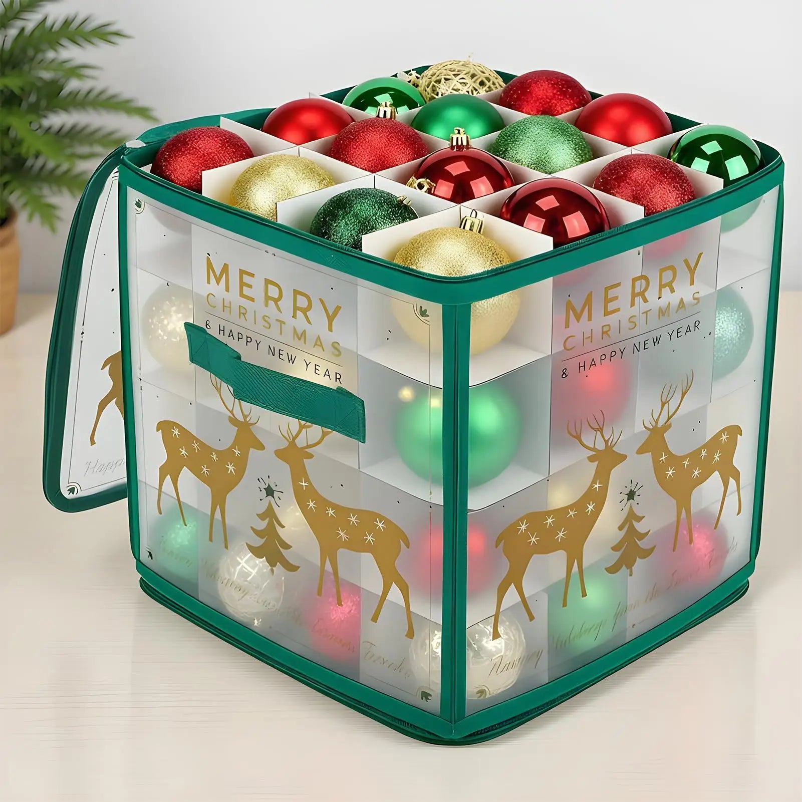 Christmas Ornament Storage Box 64-Grid Seasonal Decorative Ball
