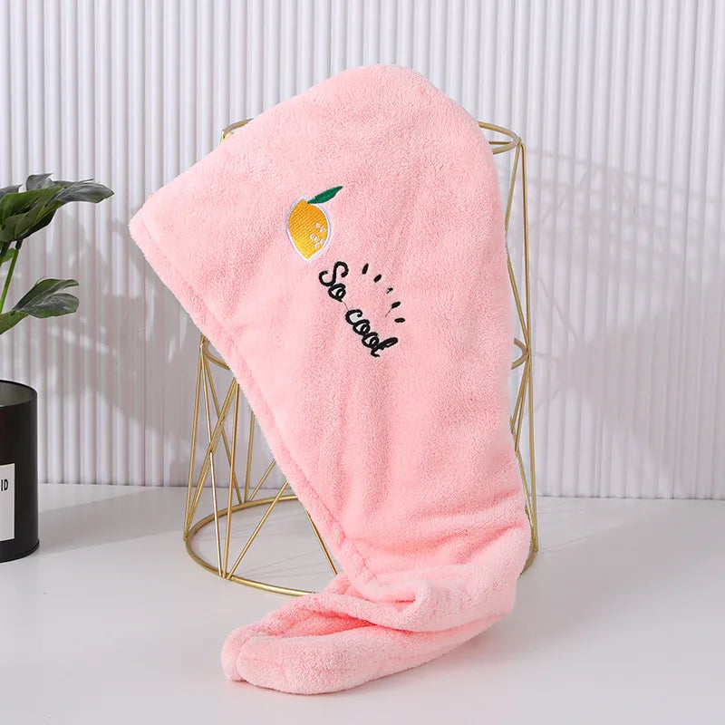 Knit Hair Towel Absorbent Quick-dry Wrap Soft Stylish Secure Button