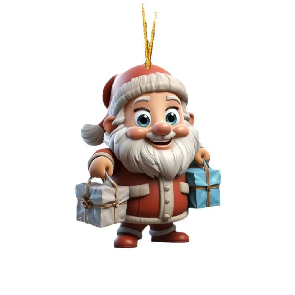 2D Santa Claus Acrylic Christmas Tree Hanging Ornament Christmas Ornament Zpaxo