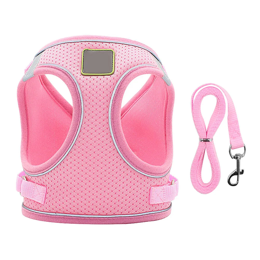 Reflective Dog Harness Vest Pet Chest Strap Leash Puppy Outdoor Night