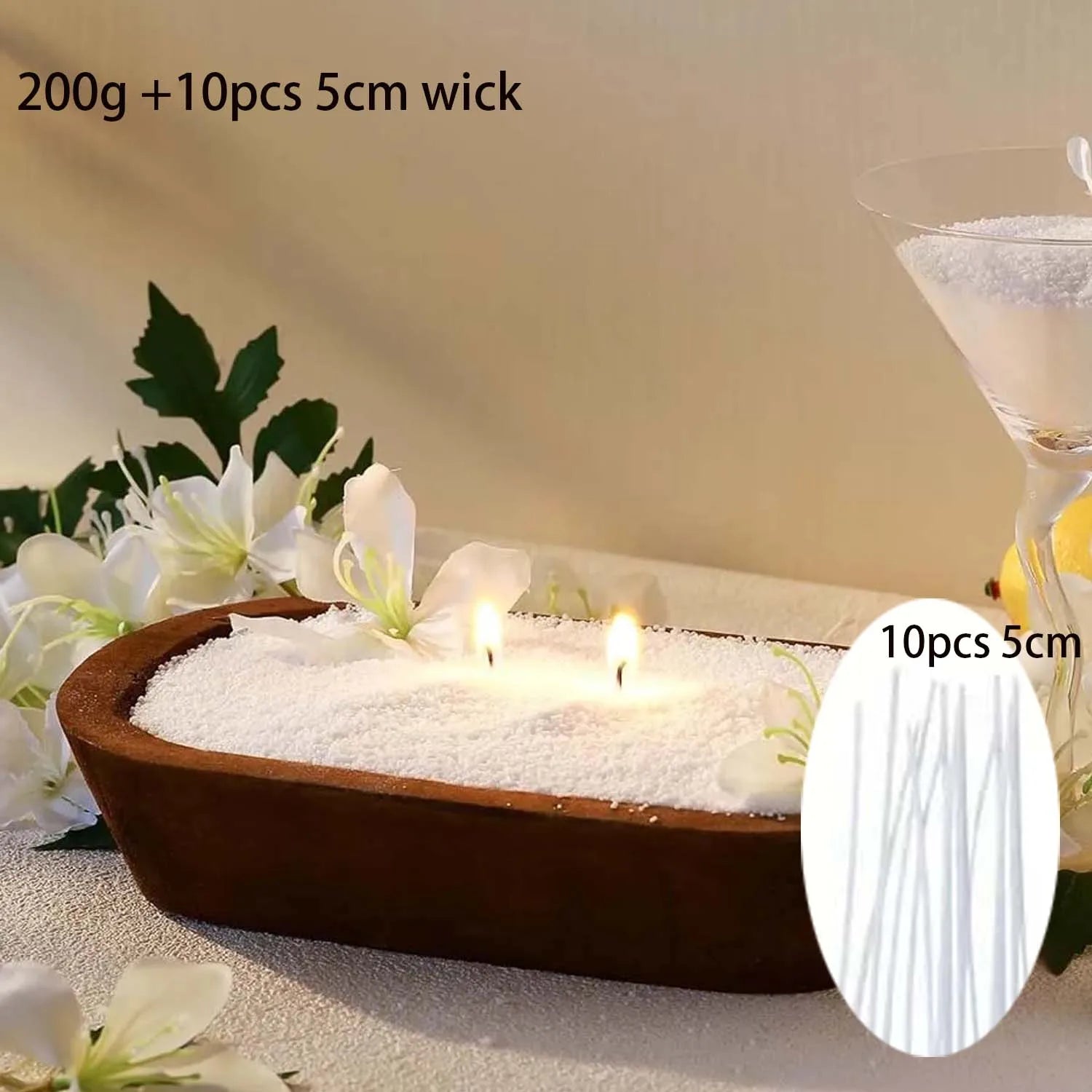 200G White Black Pearled Candle Sand Set with 10pcs Candle Wick DIY Handmade Materials For Beads Candle Making Kit Crafts Zpaxo white 10pcs wick