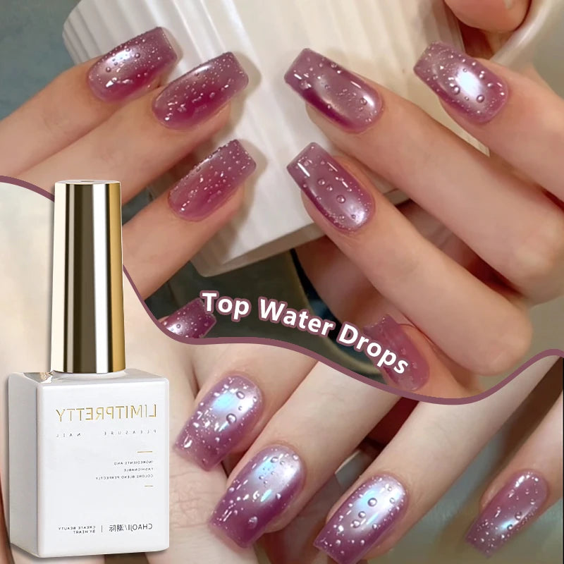 Spring & Summer New Waterdrop Top Coat Gel High Gloss Crystal Plating Sealer Clear Water Drop Design 3D No-Wipe Gel Nail Polish Zpaxo
