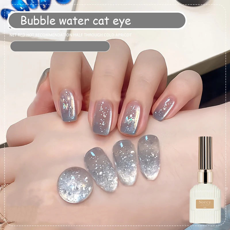 2026 New Sparkling Crystal Cat Eye Gel Nail Polish Summer Bubble Water Glass Bead Effect UV Gel DIY Nail Art Salon Manicure 15ml Zpaxo 02 Bubble Water