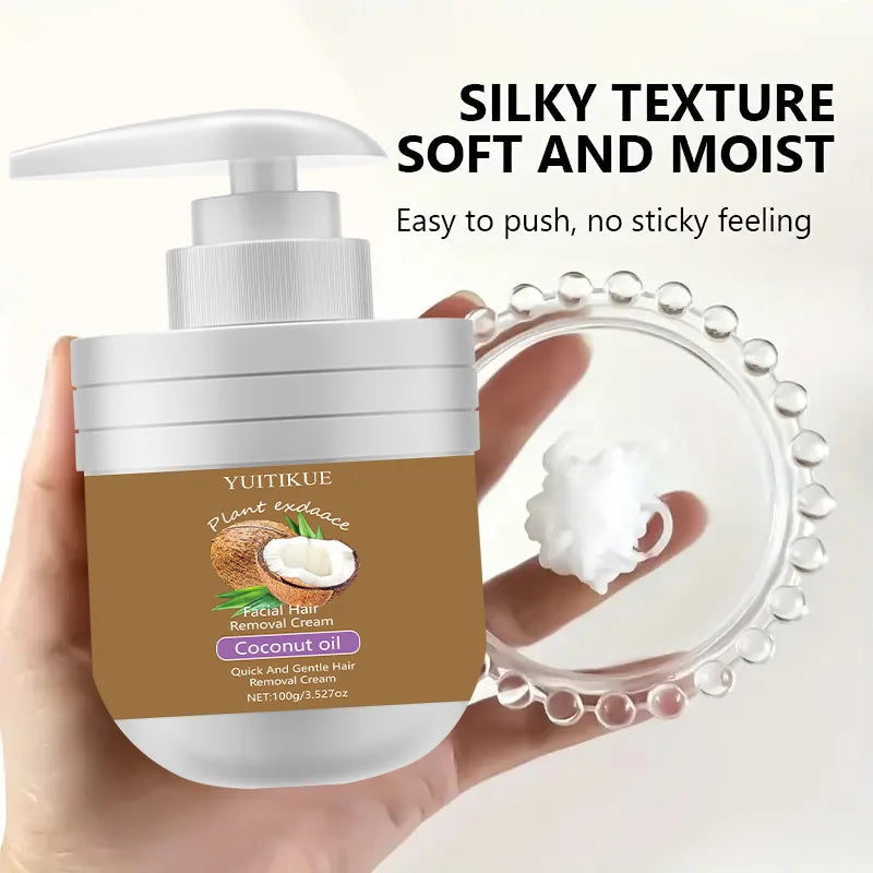 YUITIKUE Facial Hair Removal Cream 100g – Coconut Oil & Aloe Hair Removal Cream Zpaxo