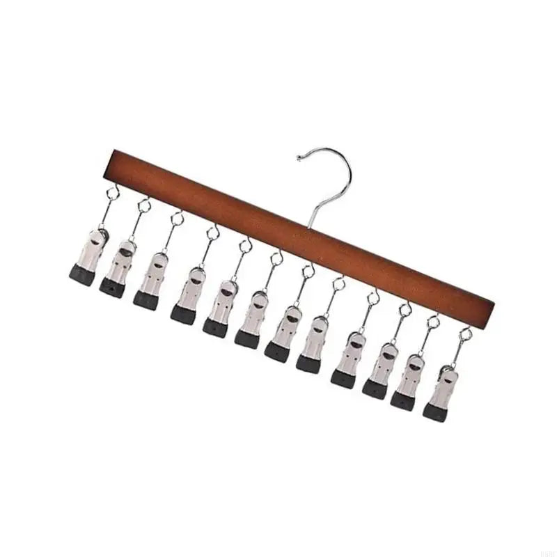 12 Clip Wooden Hat For Caps Scarves And Accessories Sturdy Hanging Storage Solution For Closet Or Door Zpaxo