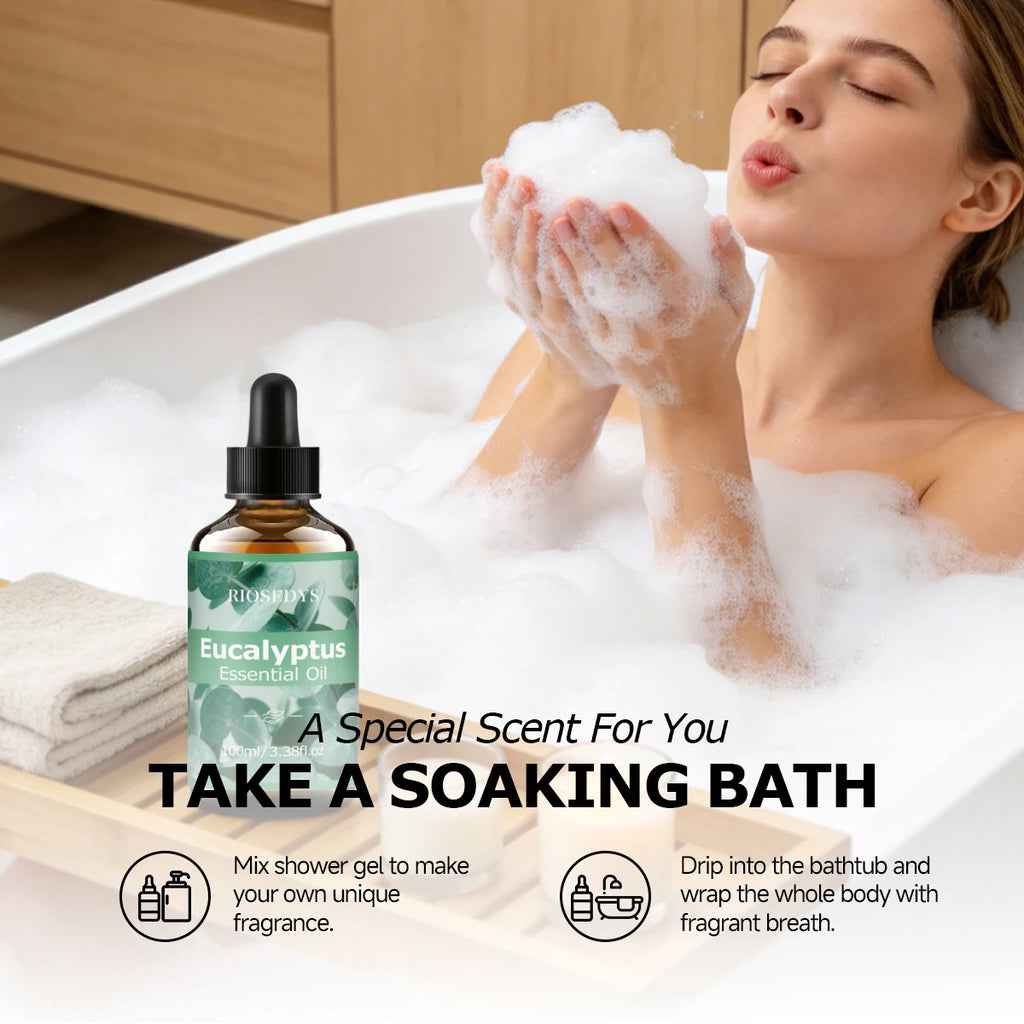 100ml EUCALYPTUS ESSENTIAL OIL Suitable for massage and skincare, deeply nourishes and moisturizes, and improves skin condition. Zpaxo