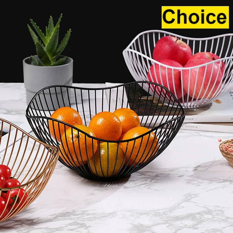 Fruit Durable Metal Wire Bowl Nordic Style Iron Home Snac Bread Dining Table Indoor Cosmetic Storage Basket Zpaxo