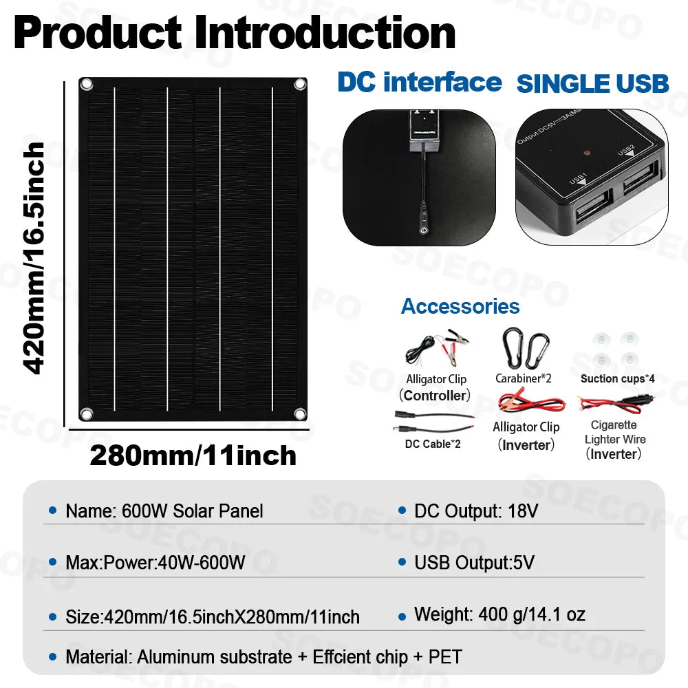 SOECOPO 15000W Full Solar System Complete Home 600W Panel Inverter 3