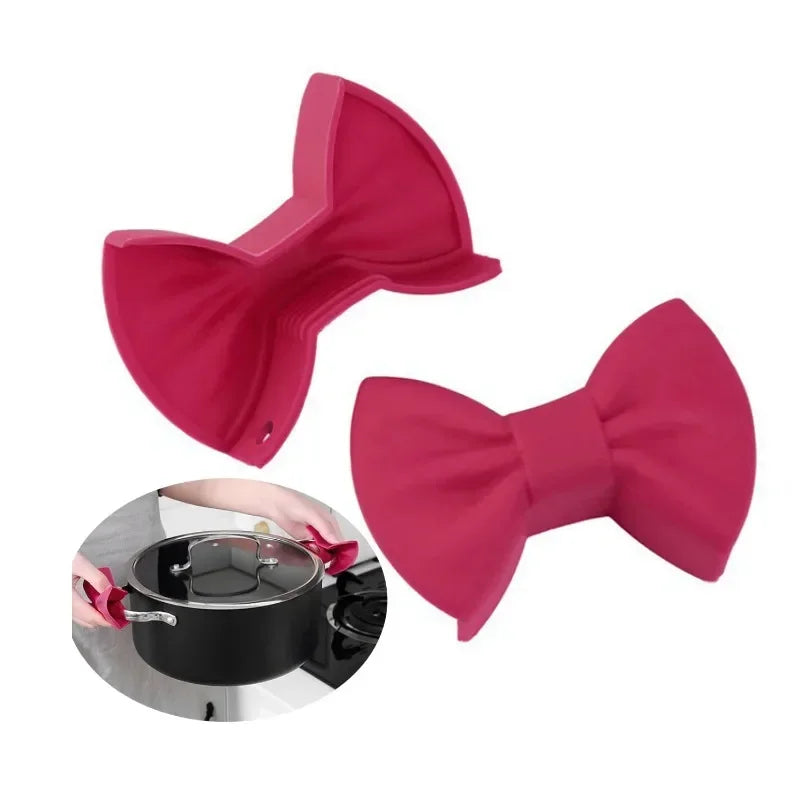 Silicone Bow-Shape Oven Mitts – Heat Resistant Pot Holders 2pc Silicone Oven Mitts Zpaxo