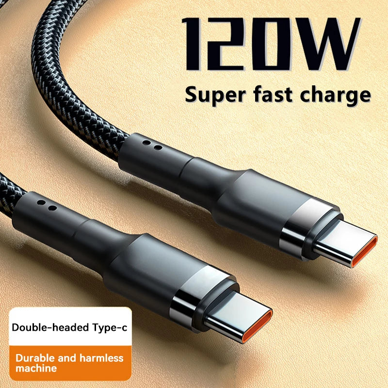 120W Fast Charger PD Quick Charging High Quality USB C TO USB Type C Cable For iPhone 15 Plus Pro Max Samsung S24 Xiaomi 11 Zpaxo Silver 2m