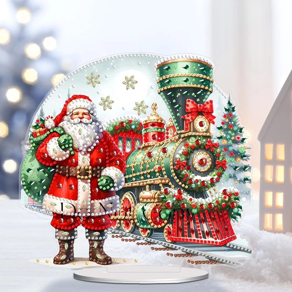 Acrylic Christmas Gingerbread Man Table Top Diamond Painting Ornament Kits Rhinestones Desktop Ornaments for Home Office Decor Zpaxo