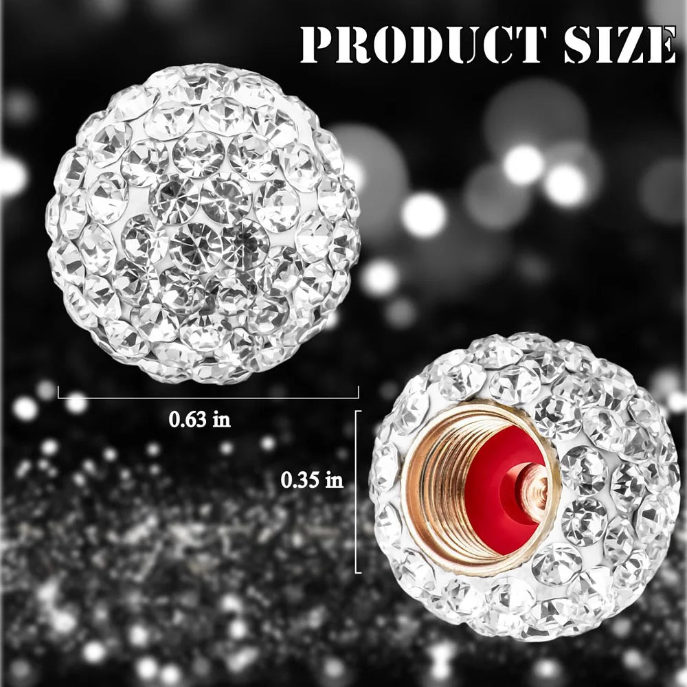 4-Pack Crystal Diamond Tire Valve Caps – Cars, Trucks & Bikes