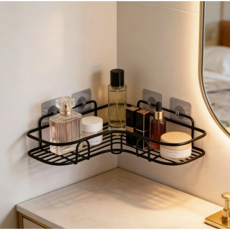 Punch-free Corner Shelf Bathroom Wall-mounted Rack Toilet Shampoo