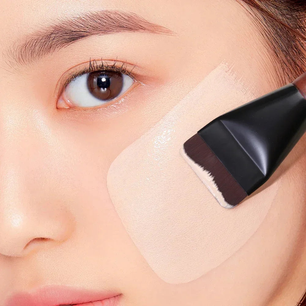 Mini Ultra Thin Foundation Brush Flat Head Face Contour Wooden Handle