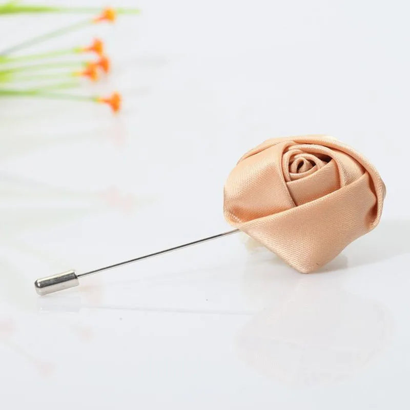 Men Boutonnieres for Wedding Groom Corsage Lapel Pins Ribbon Roses Flower Mensuit Buttonhole Brooch Marriage Accessories Zpaxo