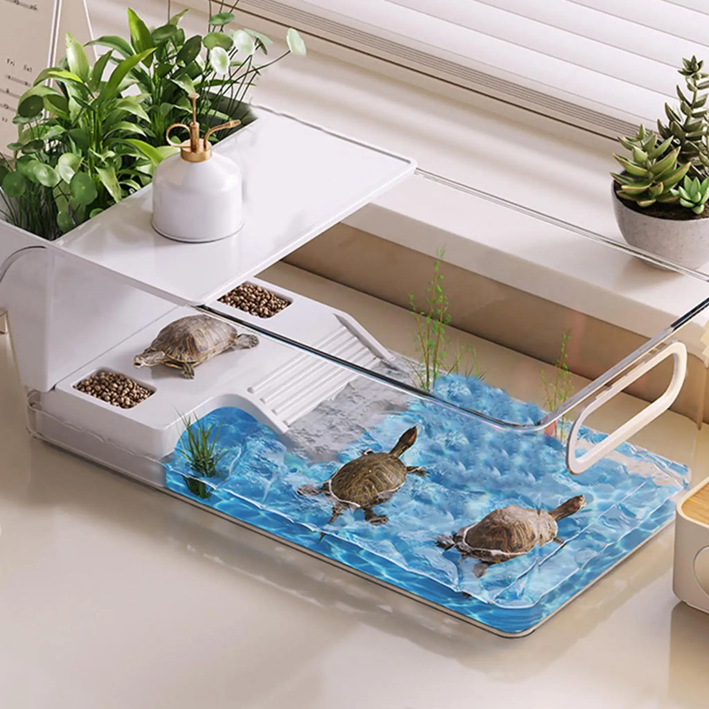 Turtle Tank Cage Clear Area Habitat Basking Stage Crayfish Crabs