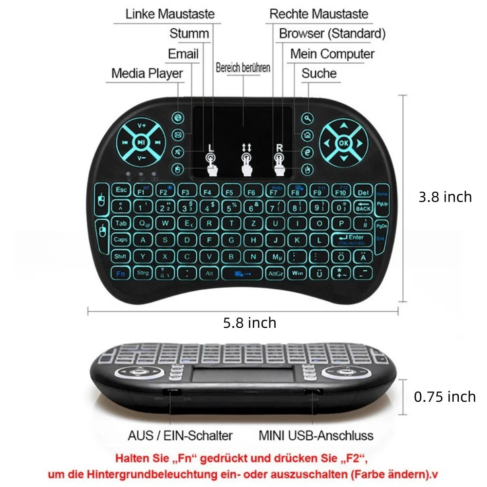 I8 Mini Wireless Keyboard 2.4G Air Mouse Touchpad for Smart TV Wireless Mini Keyboard Zpaxo