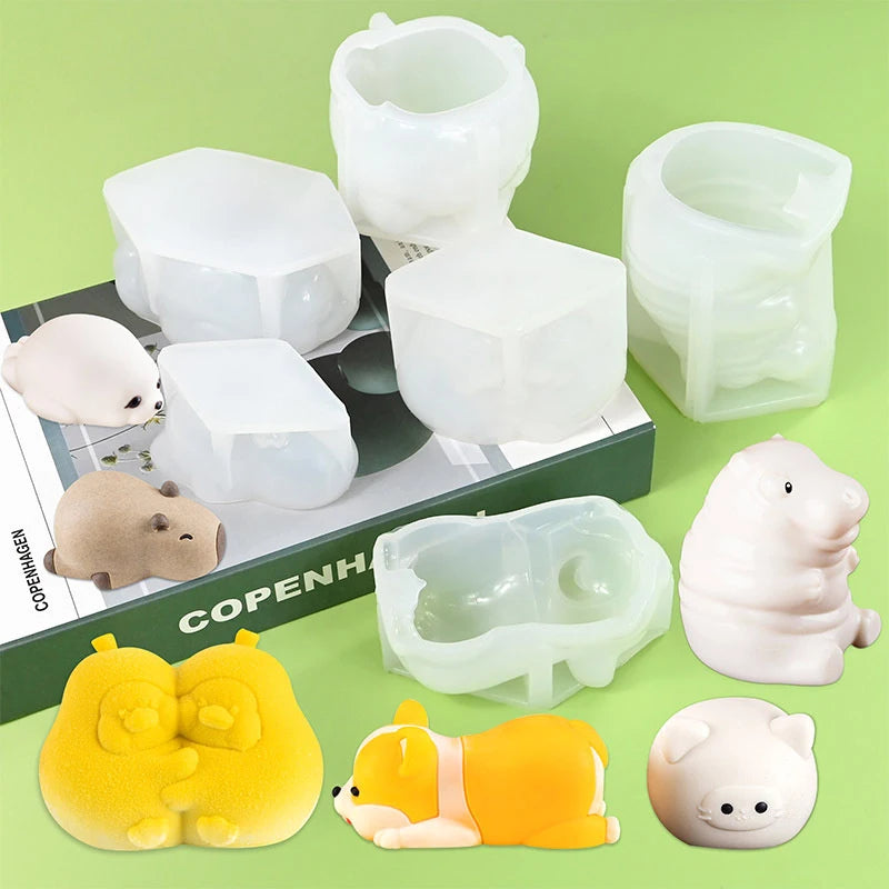 3D Animal Cat Seal Kapibala Silicone Mold DIY Mousse Cake Jelly