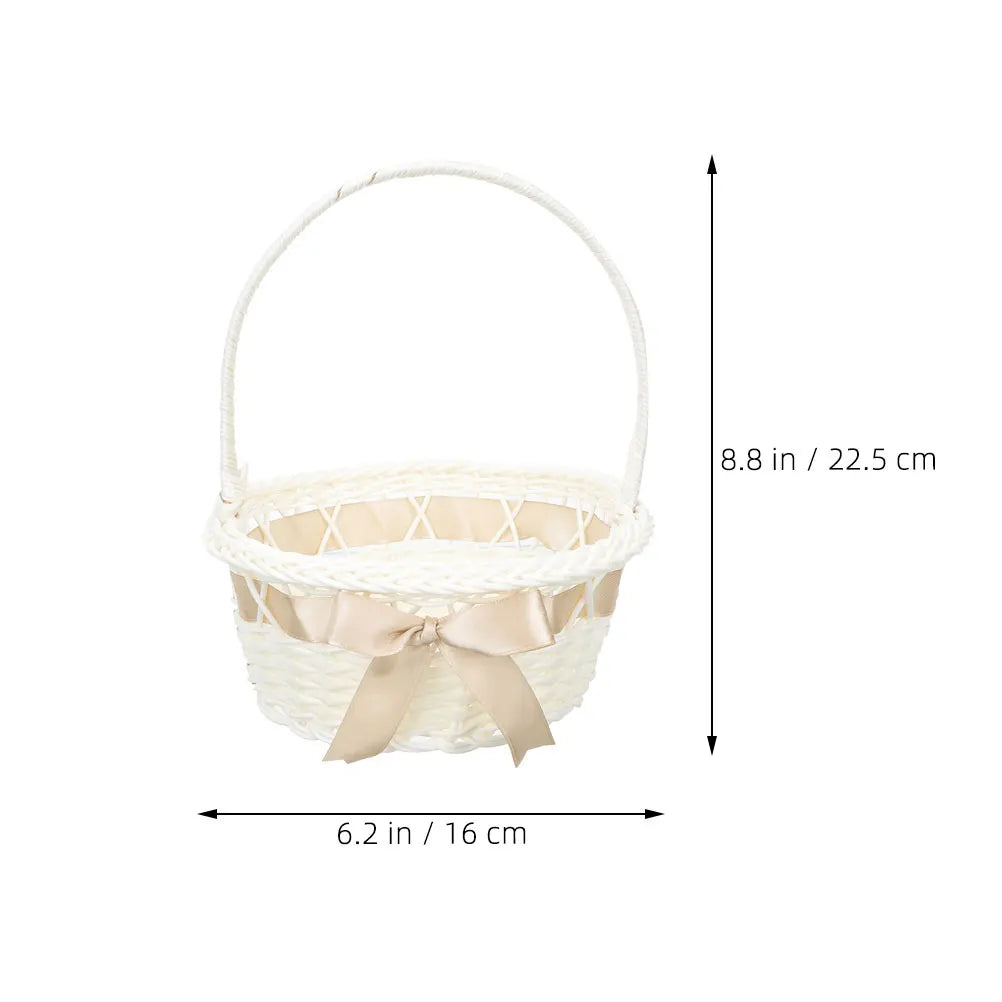 Easter Rattan Storage Basket Woven Flower Girl Hand Handmade Home