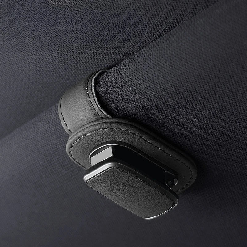 Heavy-duty PU Leather Car Sun Visor Clip Eyeglass Holder Dashboard Zpaxo black