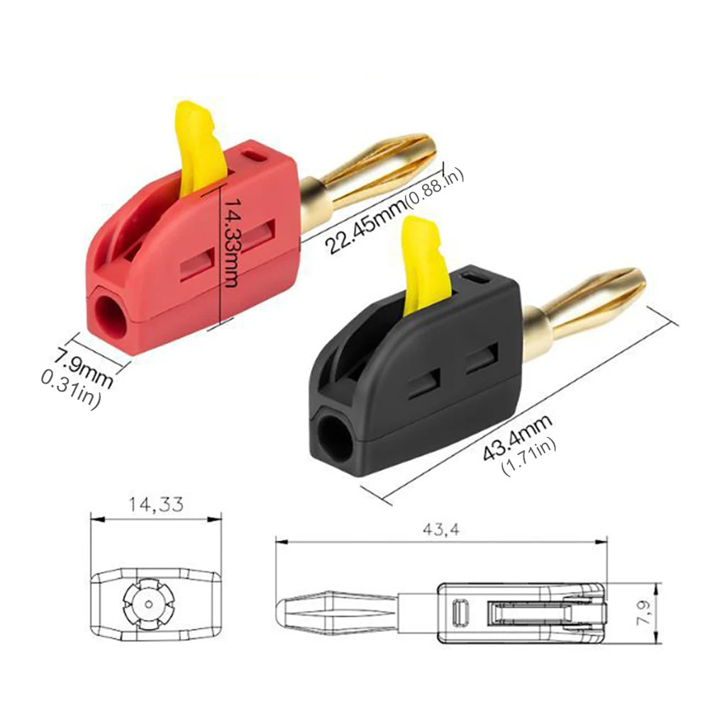 Banana Plug Solder-free Current Plugs Self-locking Gold-plated