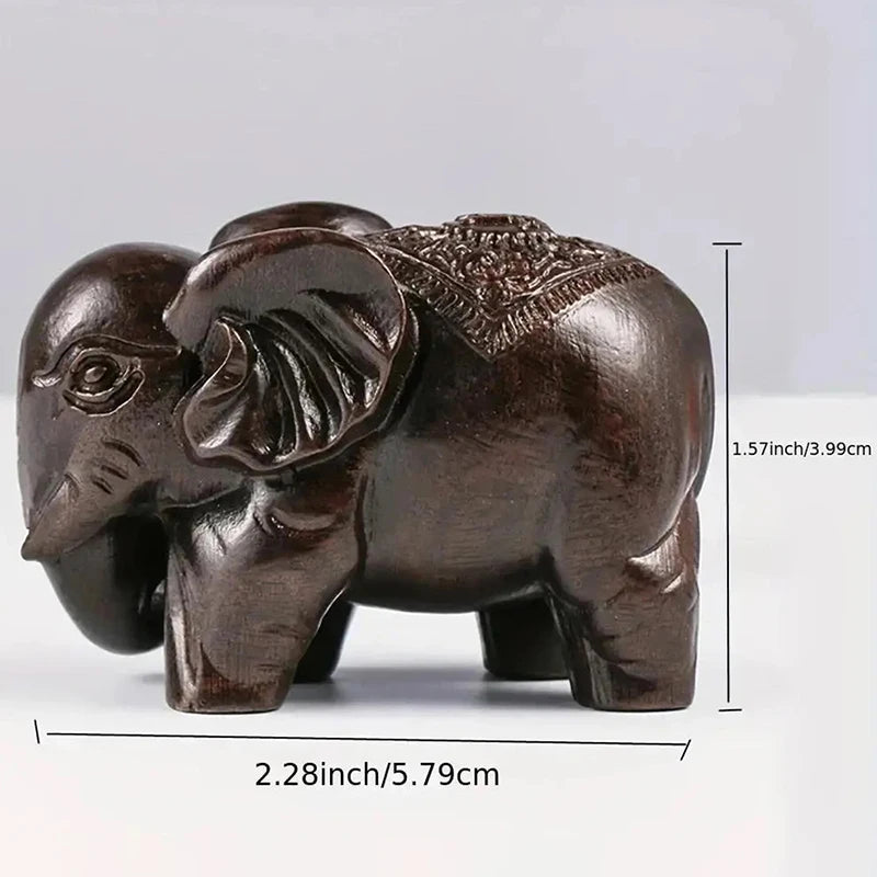 Crafts Retro Home Feng Shui Desktop Decoration Natural Carved Elephant Statue Luxury Elephant Figurine Wooden Ornaments Zpaxo 1PC
