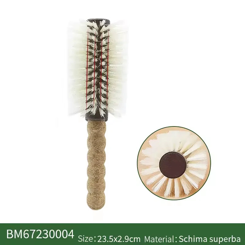 BOOMSLIFE Personalized Name Cork handle Round Barrel Hair Comb For Curling Boar Bristles Round Hair Brush Roller Wooden Comb Zpaxo small -B