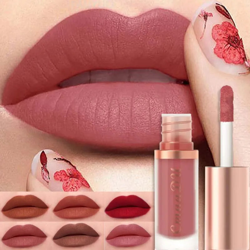 12 Colors Matte Velvet Lip Glaze Waterproof Liquid Lipstick Nude