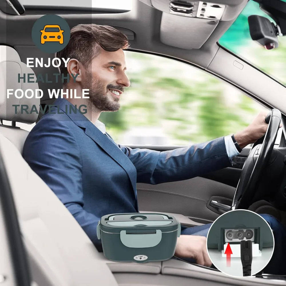 EU Lunch Box Food Heater Leakproof Portable Food Warmer Heated Lunch Box for Car Home Truck Stainless Steel Container 12V 24V Zpaxo