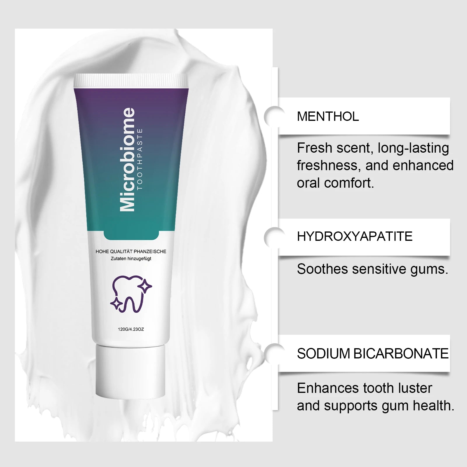 Mint ToothpasteCleans tooth surfaces, effectively freshens breath,feels light and non-sticky,ideal for daily gentle oral care. Zpaxo