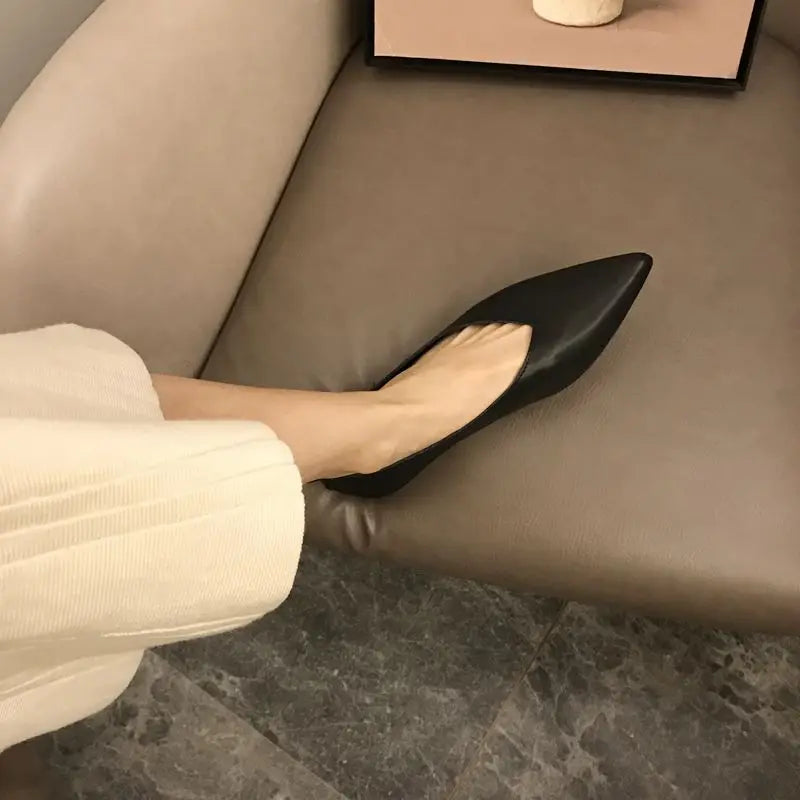 Women's Shoes Large Size 2026 Pointed-Toe Flat Shoes Women's Low-Cut Comfortable Boat Shoes ladies Zpaxo Black 45