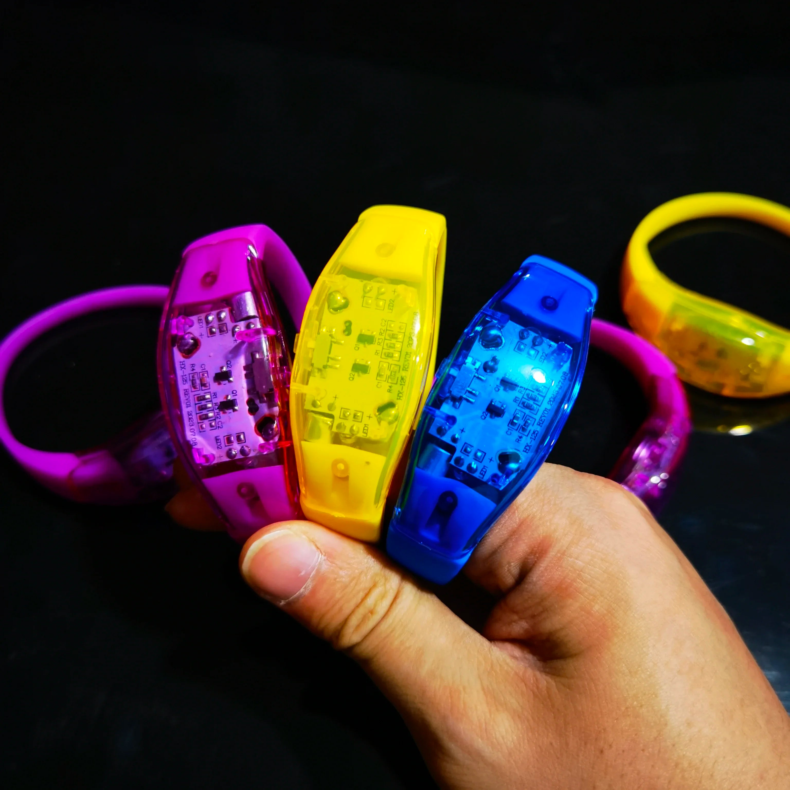 Led Sound Control Bracelet Flashing Wristband Vibration Glow Dark