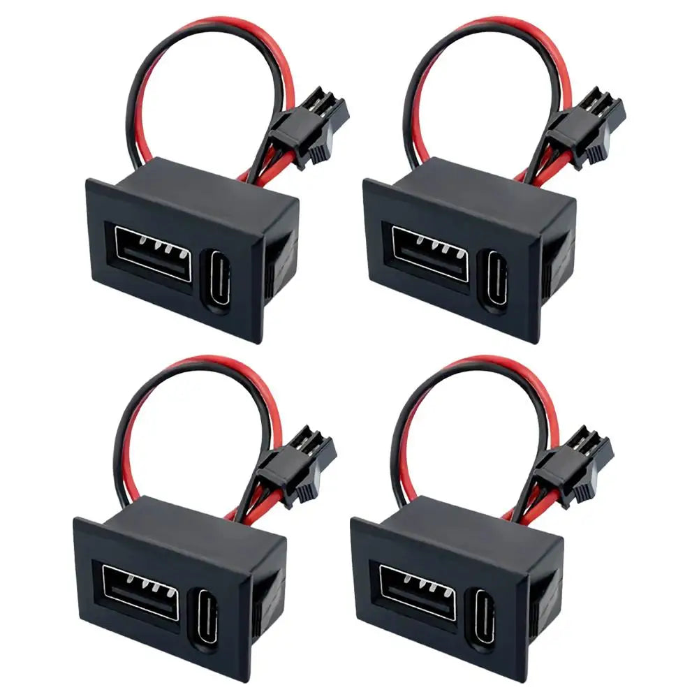 Dual USB-A & USB-C Embedded Charging Port Module with Cable USB Charging Module Zpaxo 4PCS