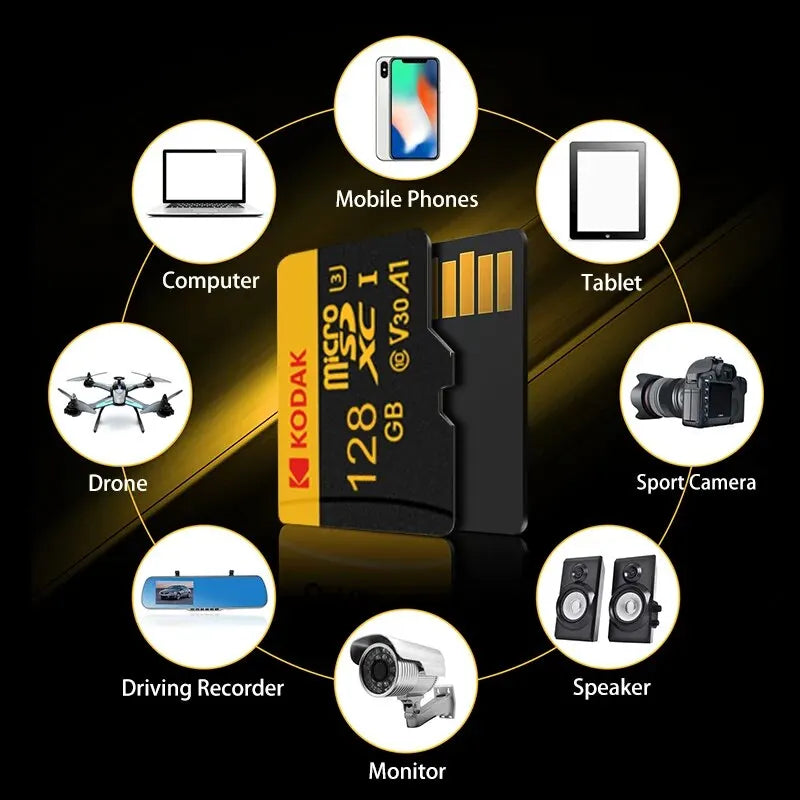 KODAK Micro Card Driving Recorder 128GB Micro SD Memory Card For Mobile Phone PC Earphone Speaker HD Camera Game Switch Zpaxo