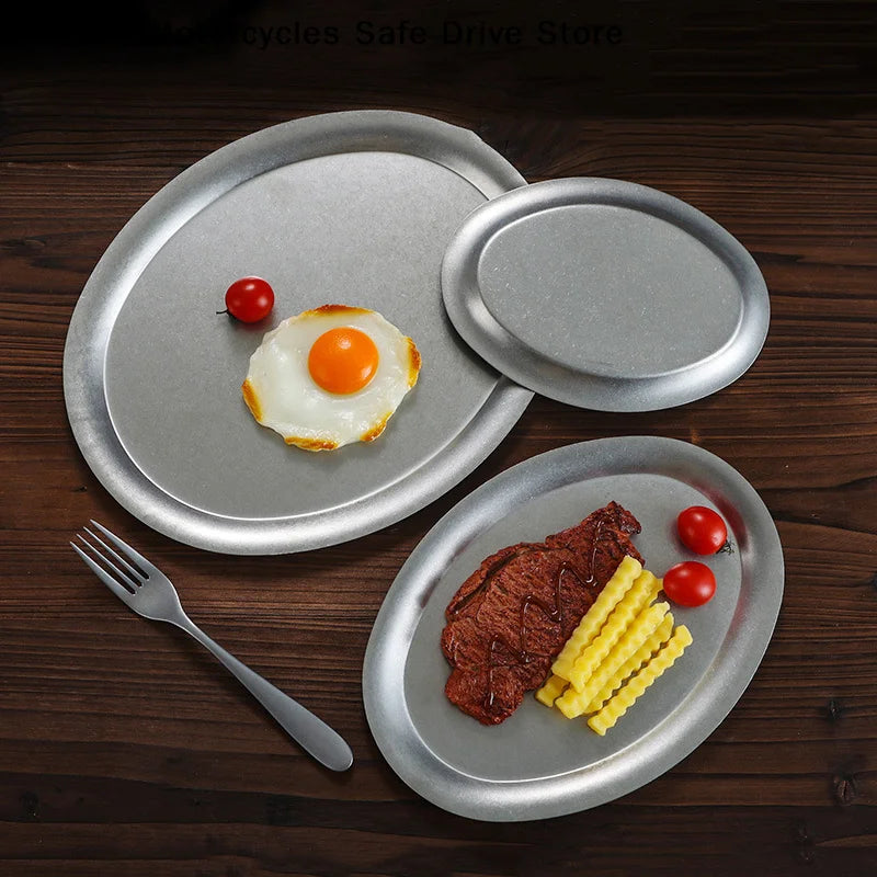 Multi-size 304 Stainless Steel Oval Fish Plates Household Food Dinner