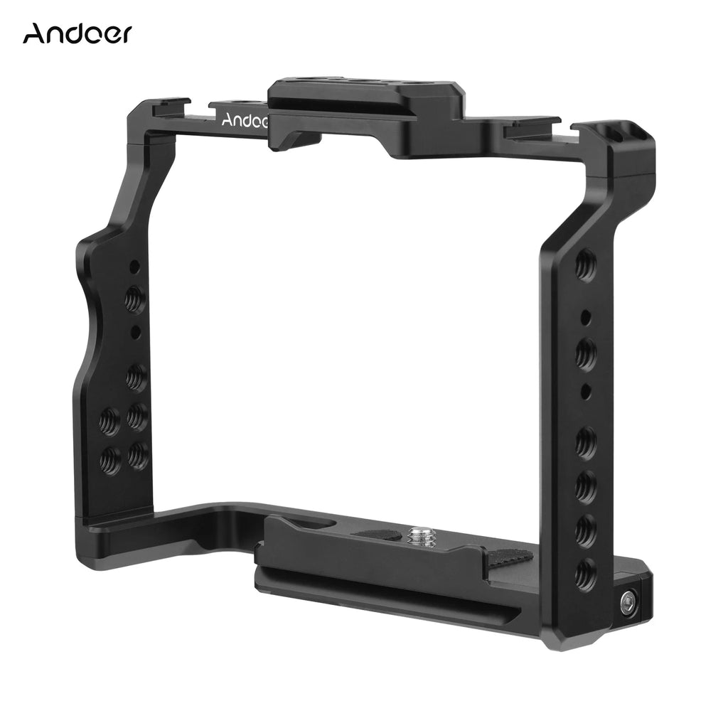 Andoer Camera Cage Aluminum Alloy Video Dual Cold Shoe Mounts
