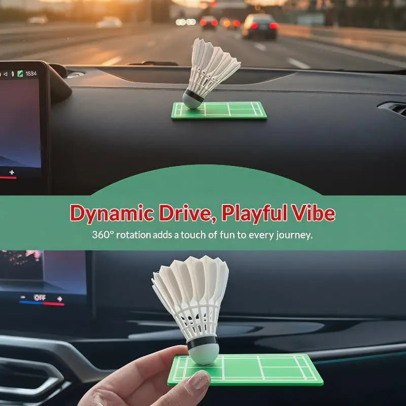 Rotating Badminton Shuttlecock Car Dashboard Ornament Decor