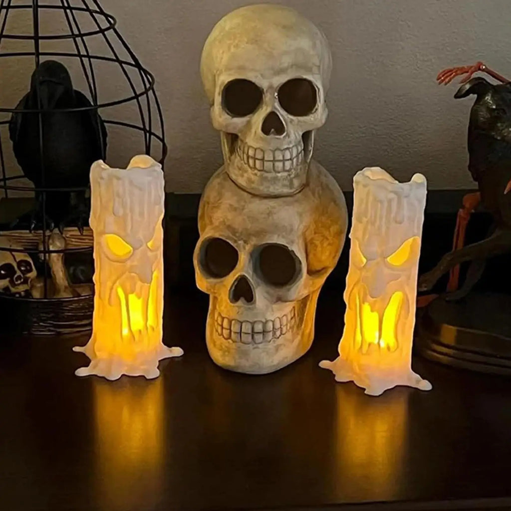 Halloween Flameless Candles Spooky Human Face LED Candle Flickering