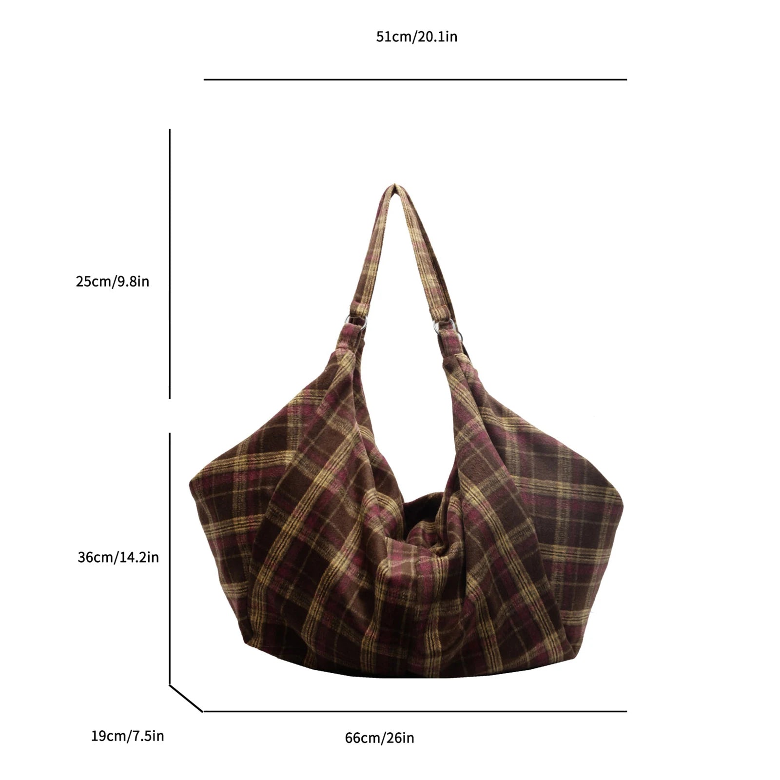 Women Girls Canvas Plaid Underarm Shoulder Bag Adjustable Strap Zpaxo
