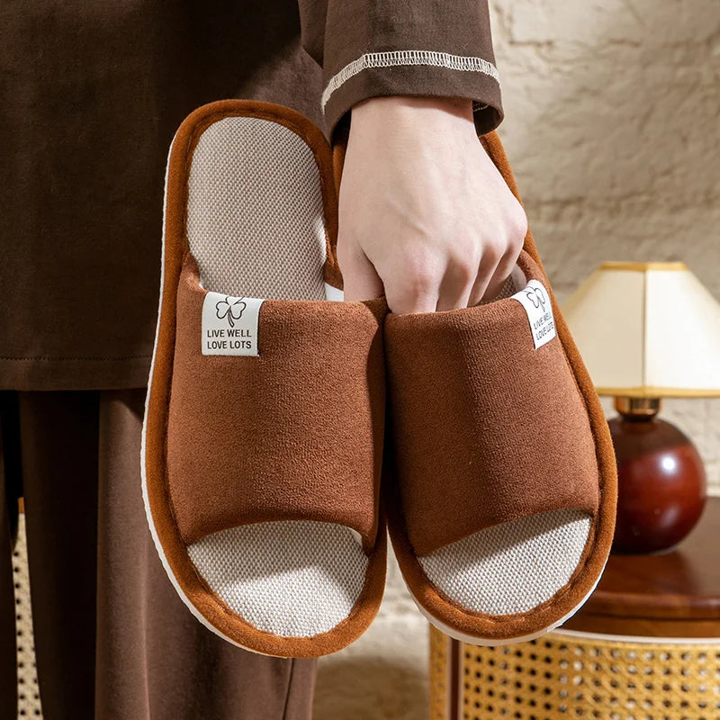 Men's Spring Summer Breathable Slippers Non-slip Indoor House Shoes