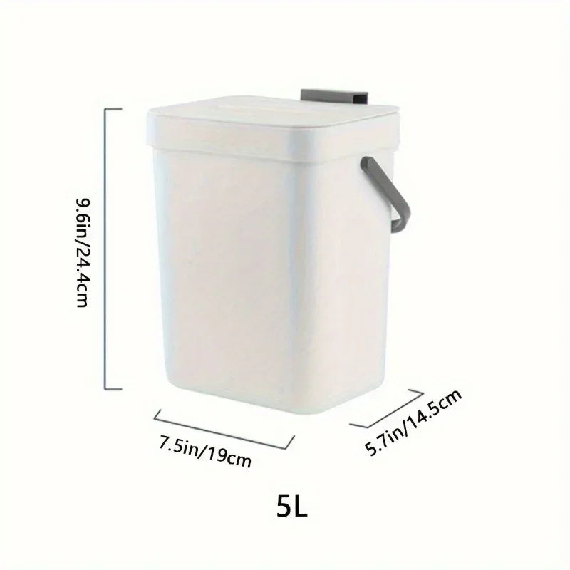 Kitchen Waste Bin Small Compost Household Countertop Container Lid Zpaxo white5L