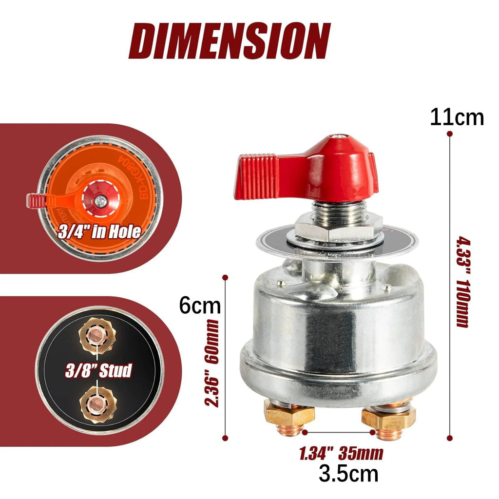 12V 24V 300A Battery Disconnect Switch Marine Contour Master